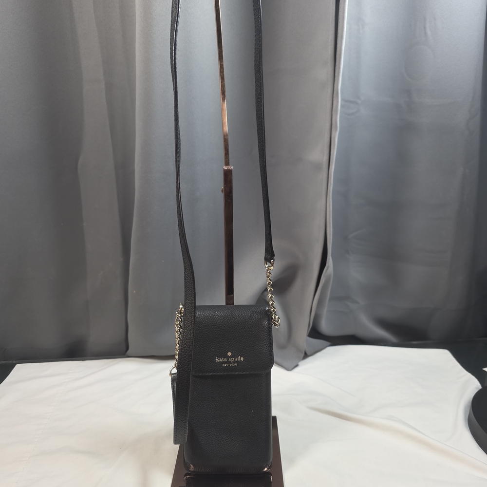 Kate Spade New York Staci North–South Pebbled Leather Phone Crossbody Bag Black